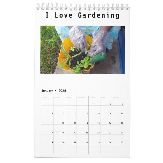 Gardener's Single Page Small Calendar, White Calendar (Jan 2026)