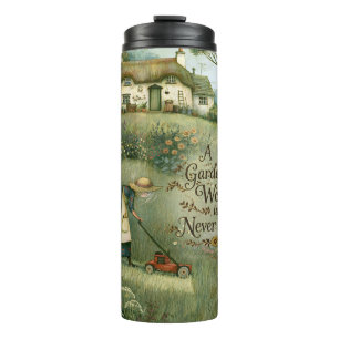 Gardener's Work is Never Done Woman Mowing Thermal Tumbler
