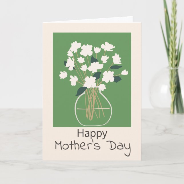 Gardenia Blooms modern bouquet Happy Mothers Day H Holiday Card (Front)