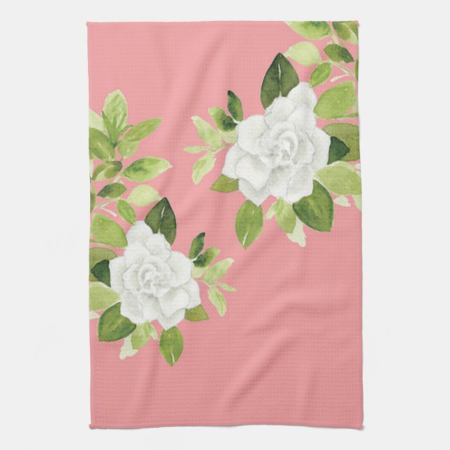 Gardenia cape jasmine floral flower Kitchen Towels (Vertical)