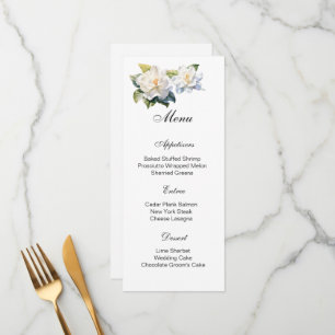 Gardenia Floral Menu Card