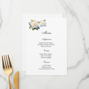Gardenia Floral Menu Card
