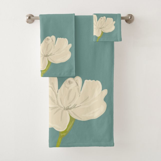 Gardenia Flower Bloom  Bath Towel Set (Insitu)