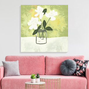 Gardenia Flowers Blooms Custom Background  Canvas Print
