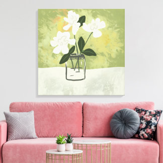Gardenia Flowers Blooms Custom Background  Canvas Print