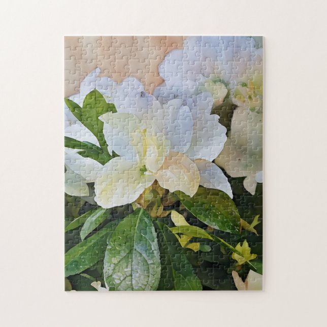 Gardenia Flowers Floral Art Garden Puzzle (Vertical)