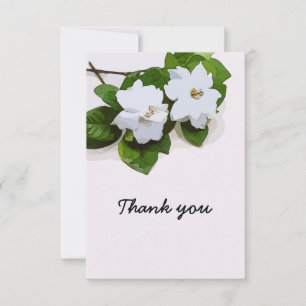 Gardenia flowers Sympathy Thank You Flat Card