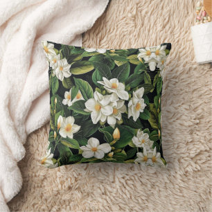 Gardenia Flowers Throw Pillow – Floral Decor