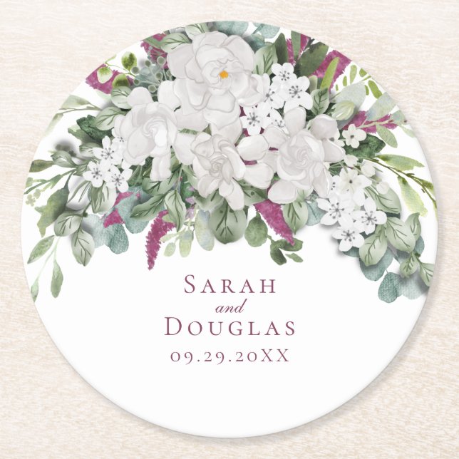 Gardenia / Snapdragon Purple Paper Coaster (Front)