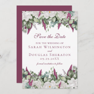 Gardenia / Snapdragon Purple Save the Date Card
