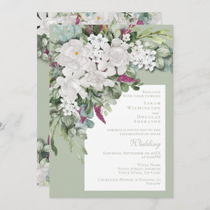 Gardenia / Snapdragon Wedding Sage Invite