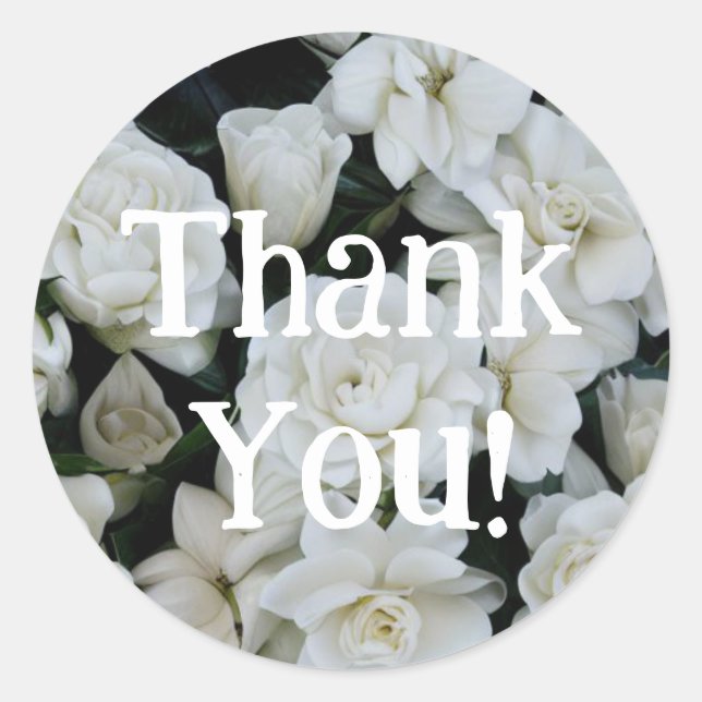 Gardenia Thank You Classic Round Sticker (Front)