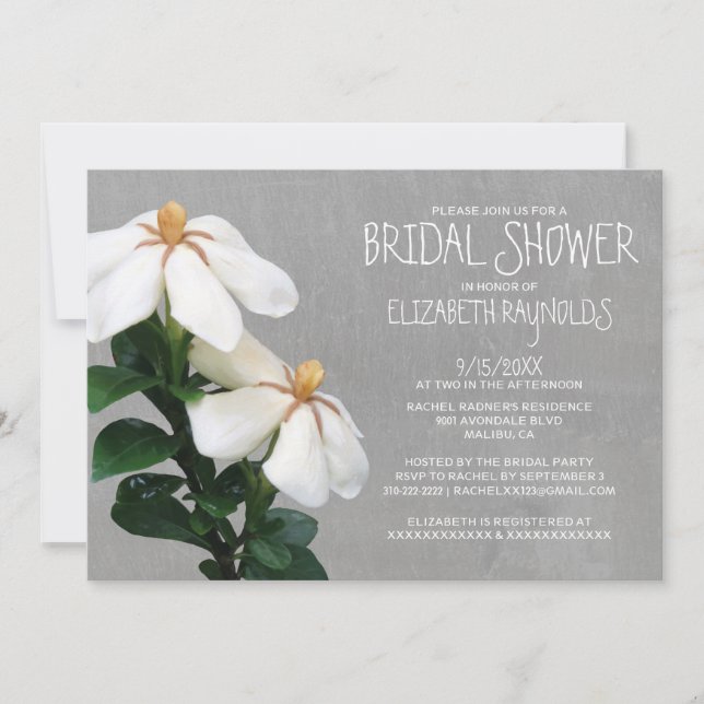 Gardenias Bridal Shower Invitations (Front)