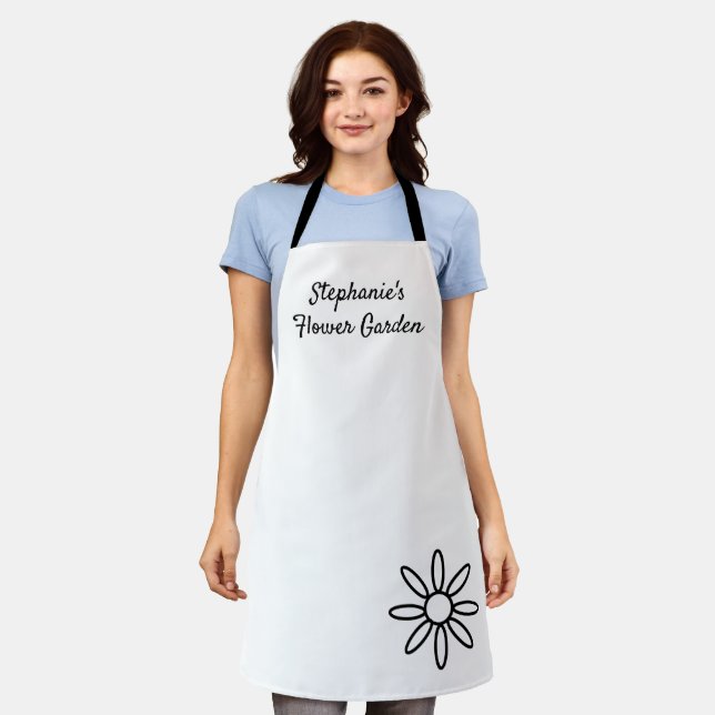 Gardening apron, pretty, white, simple, custom apron (Worn)
