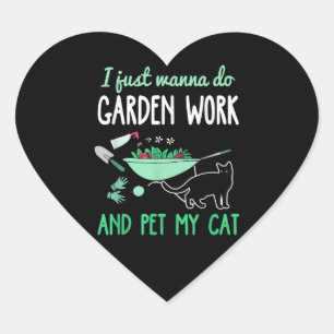 Gardening Cat Lover   Funny Garden Work Cats Plant Heart Sticker
