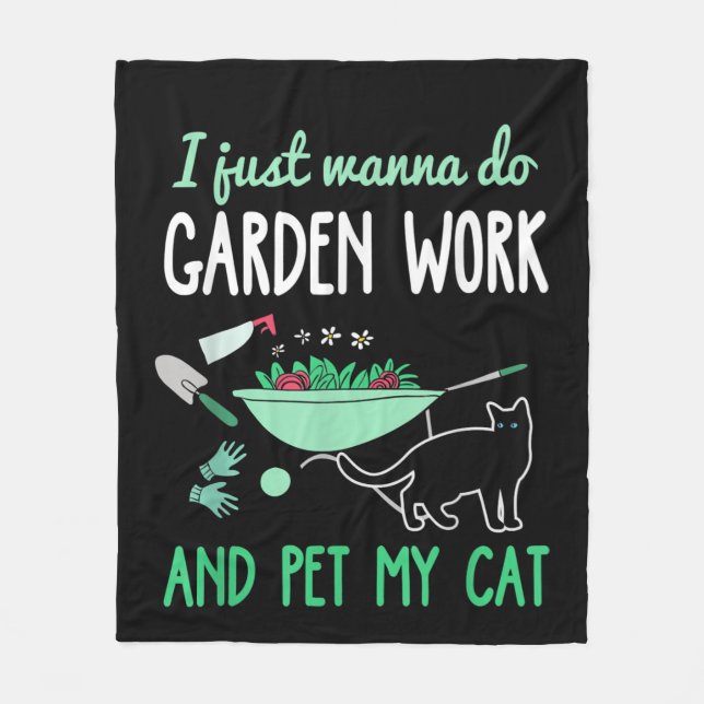Gardening Cat Lover | Funny Garden Work Gift Fleece Blanket (Front)