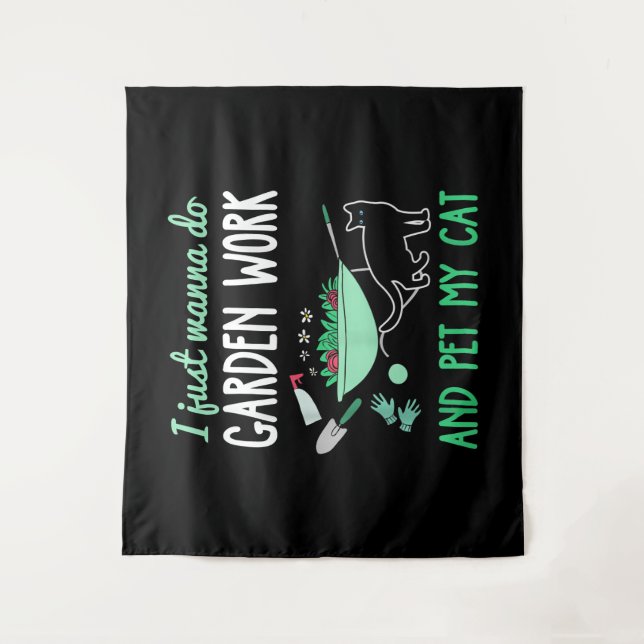 Gardening Cat Lover | Funny Garden Work Gift Tapestry (Front)