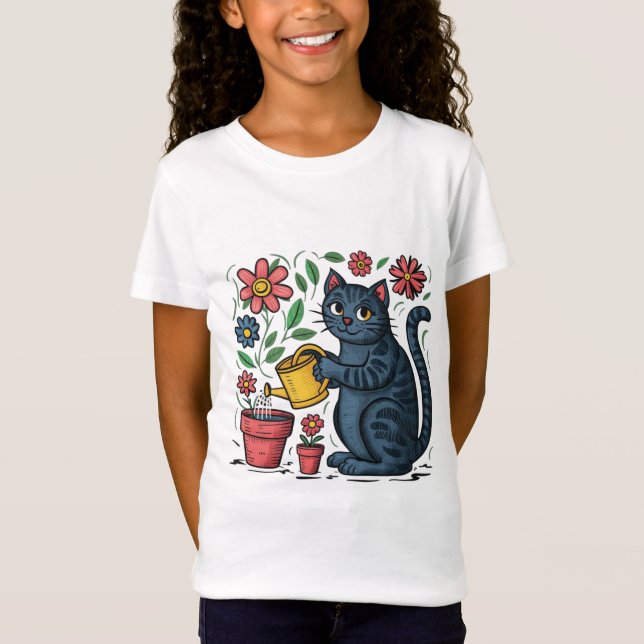 Gardening Cat T-Shirt (Front)
