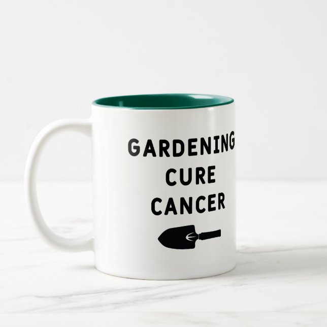 Gardening cure cancer Two-Tone coffee mug (Left)