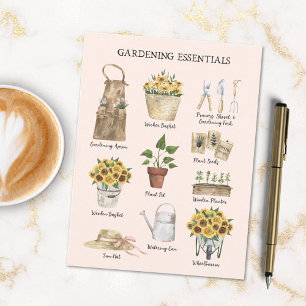 Gardening Essential Sunflower Garden Tools Cream Postcard