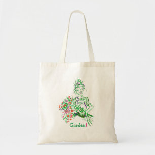 Gardening gal Illustrated garden tote bag