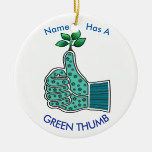 Gardening Glove with Green Thumb Ceramic Tree Decoration