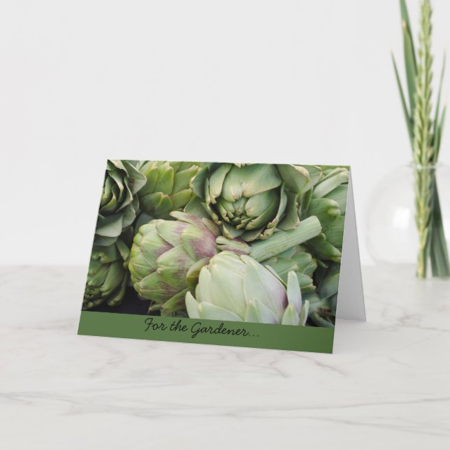 Gardening Greeting Card with Artichokes (Front)