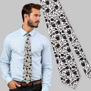 Gardening Icons Silhouettes Tie