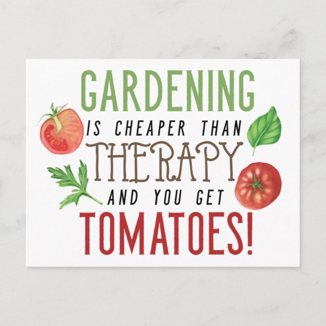 Gardening is better than therapy typography postcard (Front)