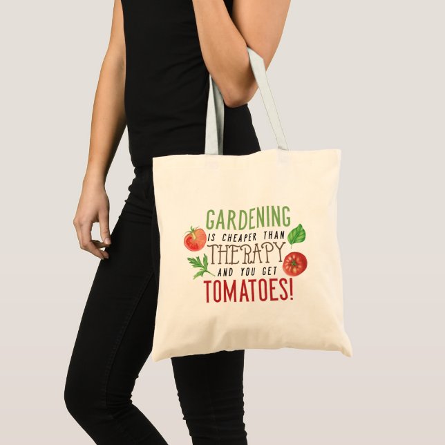 Gardening is better than therapy typography tote bag (Front (Product))