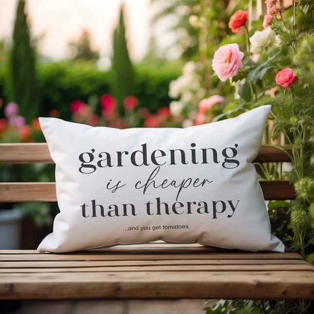 Gardening Is Cheaper Than Therapy Funny Quote Lumb Lumbar Cushion (Creator Uploaded)