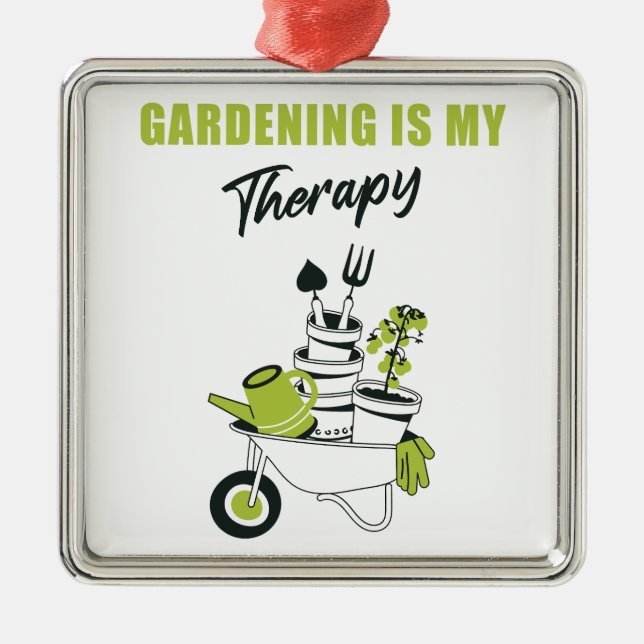 Gardening is my therapy Funny Cute Gardener Plant Metal Tree Decoration (Front)