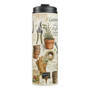 Gardening is Where Life Grows Cottagecore Retro  Thermal Tumbler