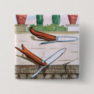 Gardening Knife, from 'Hesperides' by Giovanni Bat 15 Cm Square Badge