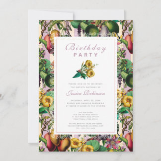 Gardening Lady 60th Birthday Party Retro Floral Invitation