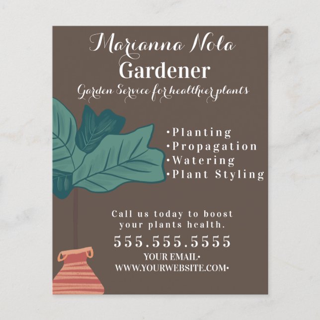 Gardening Landscaping Gardener Plant Business Flyer (Front)