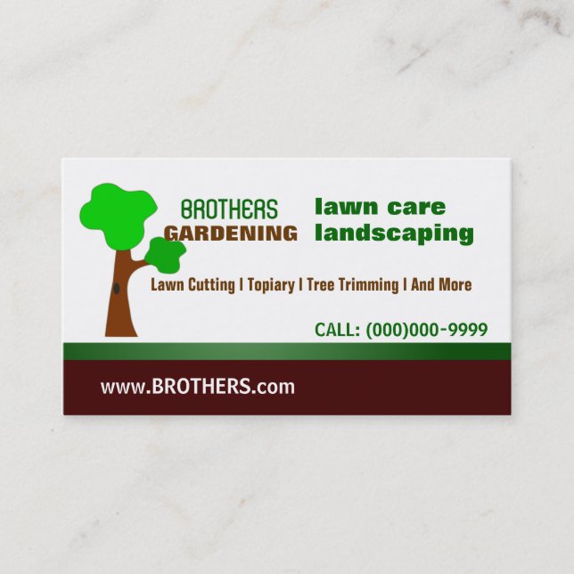 Gardening/Landscaping/Lawn Care/Tree Trimming Business Card (Front)