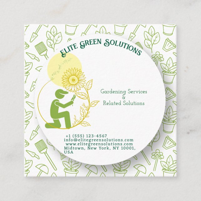 Gardening & Landscaping Solutions  Square Business Card (Front)