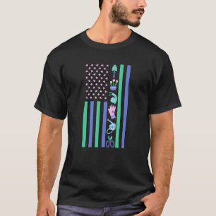 Gardening Patriotic American Flag Gardener Tools P T-Shirt