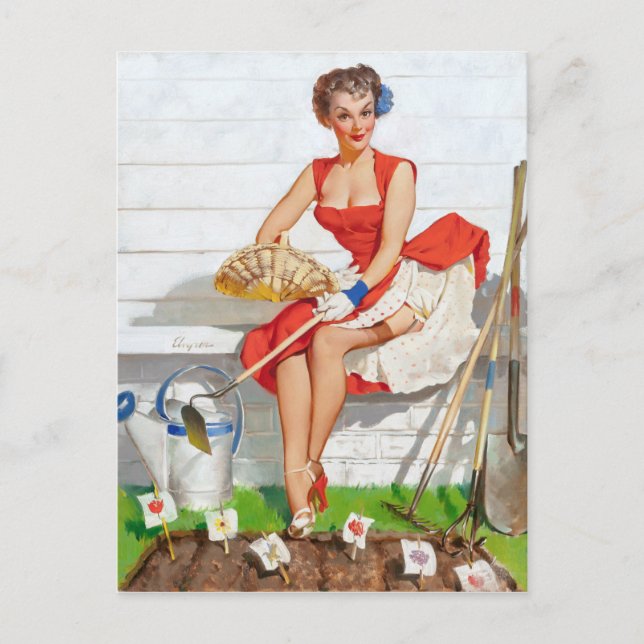Gardening Pin Up Postcard (Front)