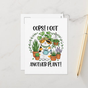 Gardening Planting Cat Oops I Got Another Plant Holiday Postcard