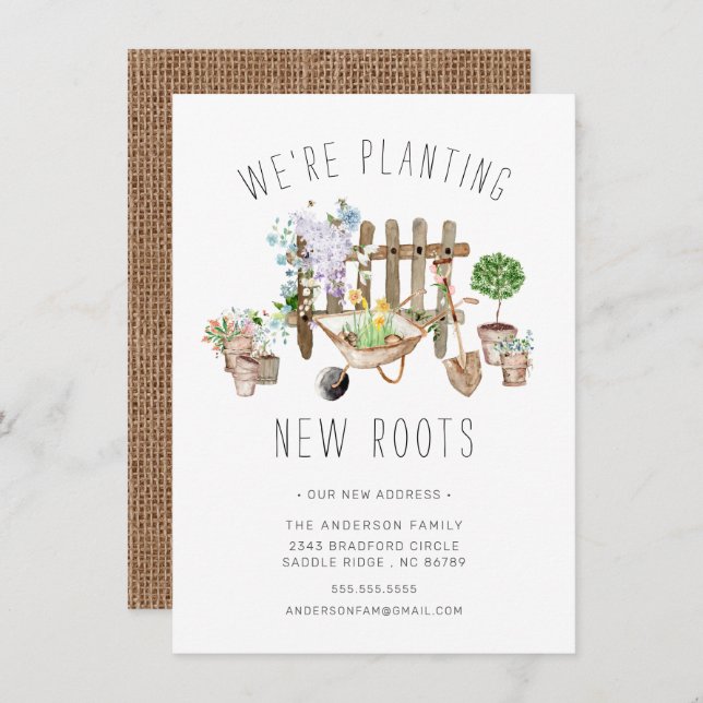 Gardening Planting New Roots Moving Announcement (Front/Back)