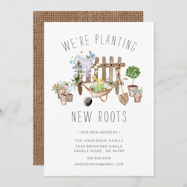 Gardening Planting New Roots Moving Announcement (Front/Back)