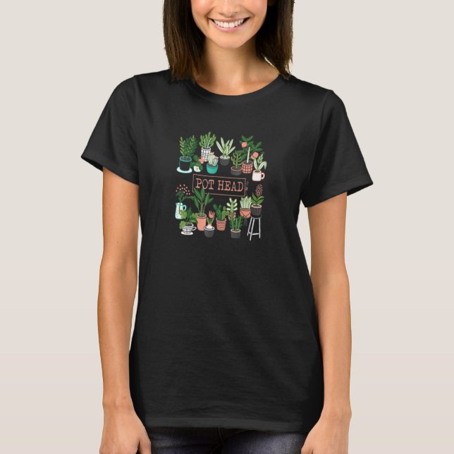 Gardening Potted Plant Pot Head Gadener T-Shirt (Front)
