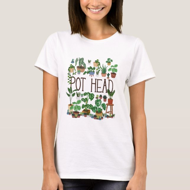 Gardening Potted Plant Pot Head T-Shirt (Front)