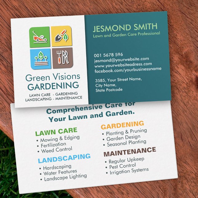 Gardening Services - Colourful Icons Business Card (Creator Uploaded)