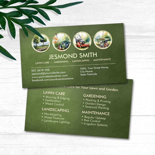 Gardening Services - Hand drawn Illustration Business Card (Creator Uploaded)