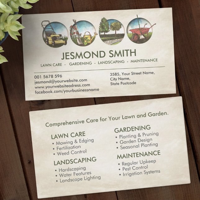 Gardening Services - Hand drawn Illustration Business Card (Creator Uploaded)