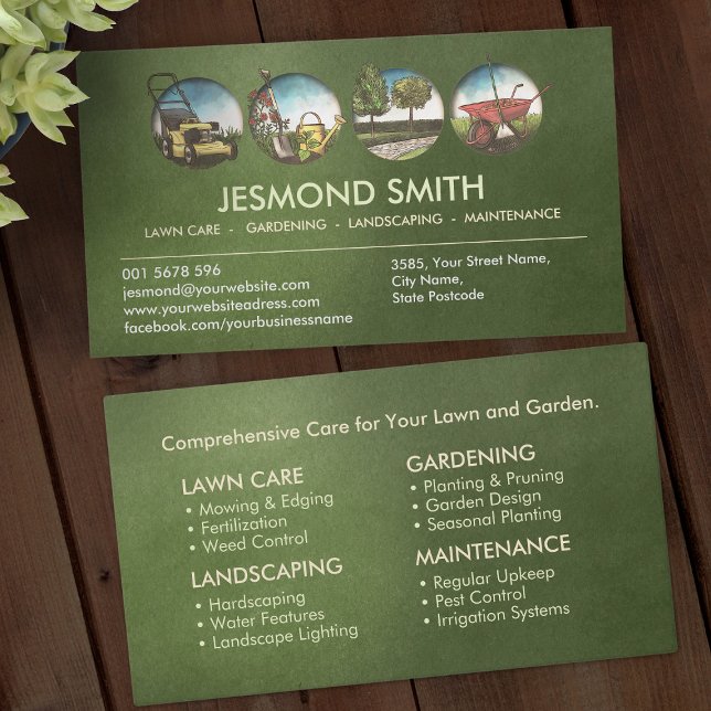 Gardening Services - Hand drawn Illustration Business Card (Creator Uploaded)