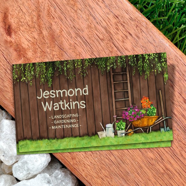 Gardening Services Watercolor Art Business Card (Creator Uploaded)
